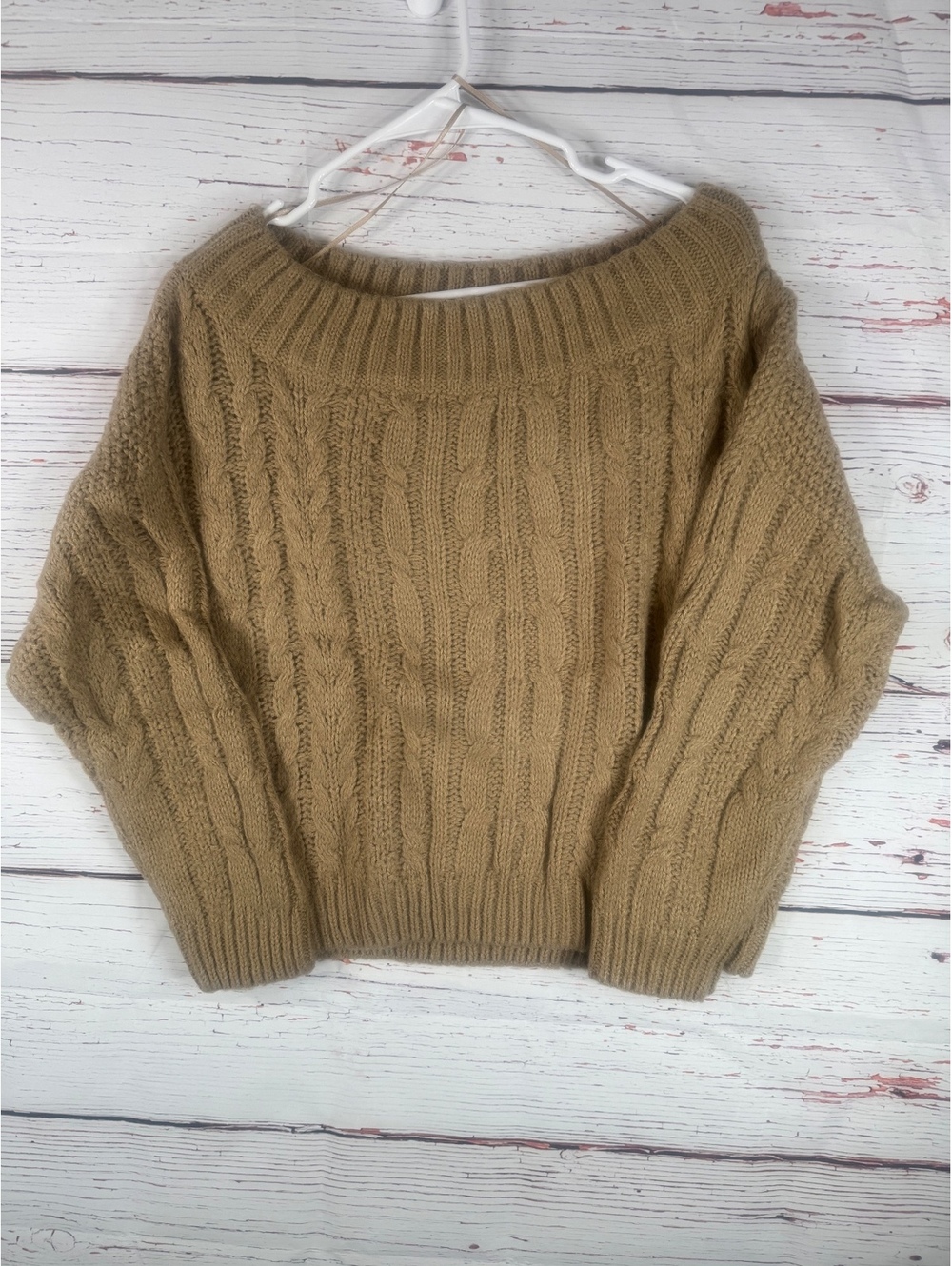 Fashion Nova M/L Cable Knit Tan Sweater